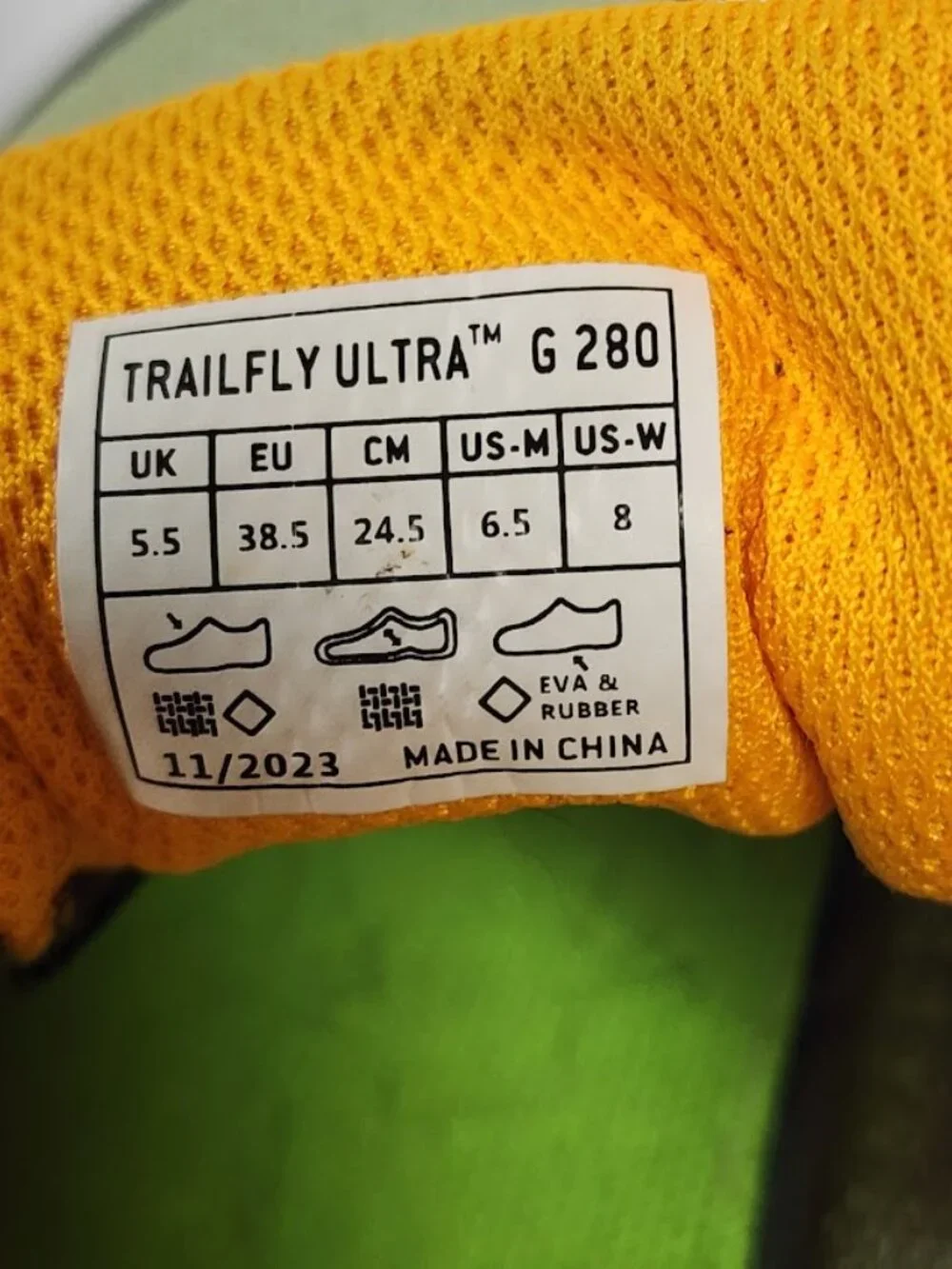 Inov-8 TrailFly Ultra G 280 Women’s Size 8 Trail Running Shoes Green Yellow